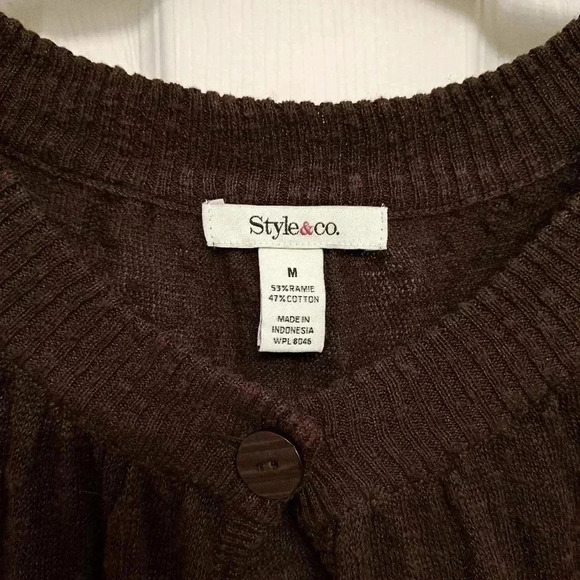 ❤️ Style & Co.  Brown Short Sleeved Sweater Medium - Picture 4 of 5